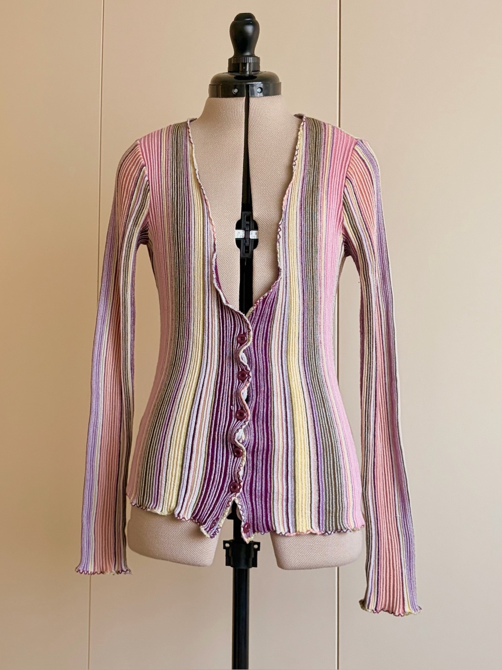 Missoni Stretchy Retro Rainbow Striped Cardigan